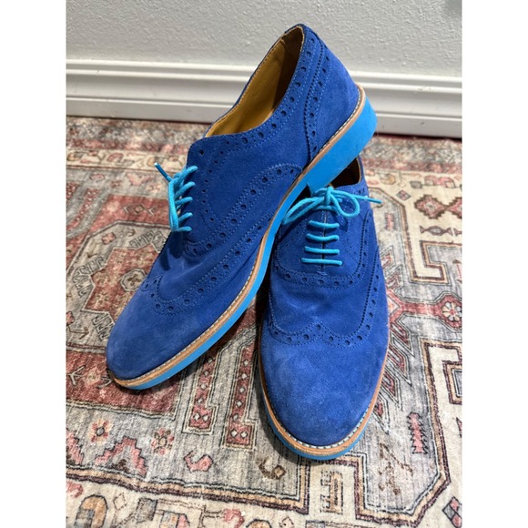 BOLD By Soxy‎ Men Blue Suede Wingtip Dress Shoes Men\'s 12 / EU 45 main image 5